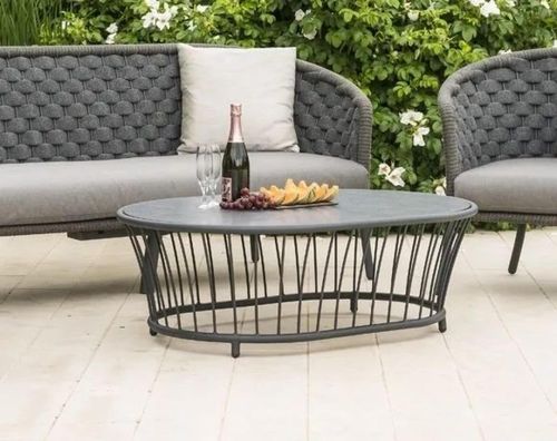 Alexander Rose Cordial Grey Pebble Oval Garden Coffee Table