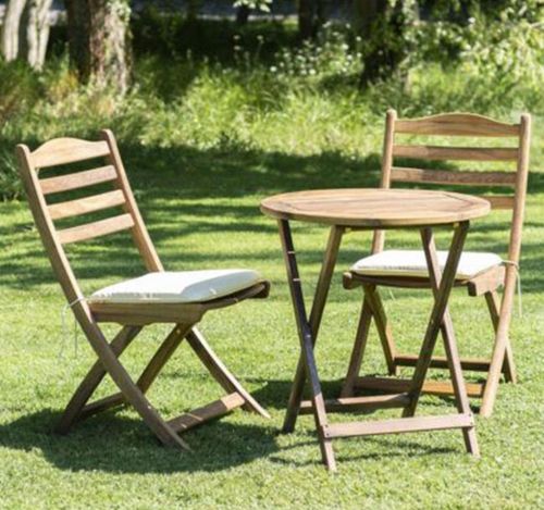 Alexander Rose Albany Acacia Wood 2 Seater Folding Round Garden Tea Set