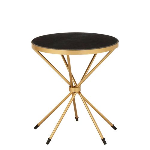 Templar Black Marble and Gold Round Side Table