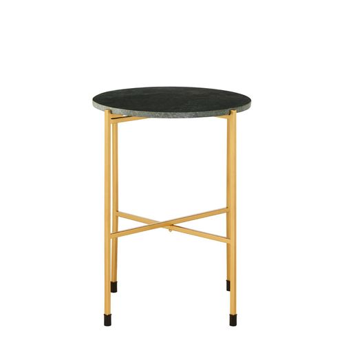 Templar Green Marble and Gold Round Side Table