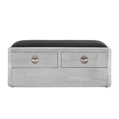 Avro Silver Aluminium Cladded 2 Drawer Bench