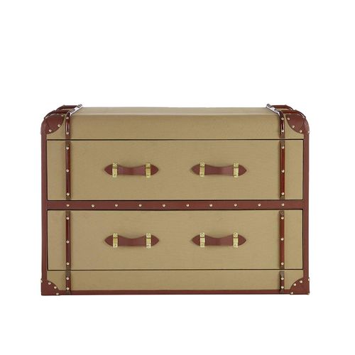 Columbus Canvas 2 Drawer Cabinet with Leather Trim