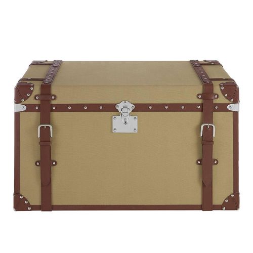 Columbus Canvas Large Storage Trunk with Leather Trim