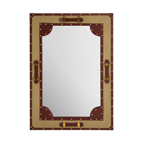 Columbus Canvas Wall Mirror with Leather Trim
