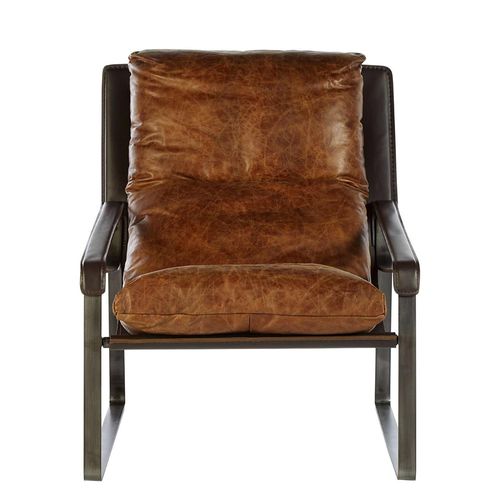 Hoxton Distressed Light Brown Leather Lounge Chair