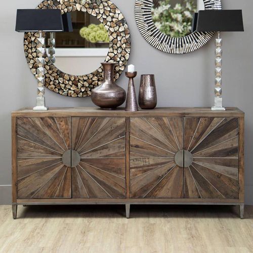 Midas Elm Wood Industrial 4 Door Extra Large Sideboard - 200cm