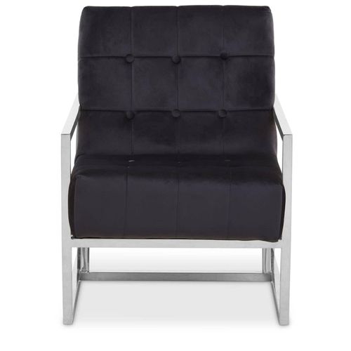 Hana Black Velvet Armchair with Chrome Frame