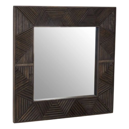 Saira Mango Wood Carved Square Wall Mirror