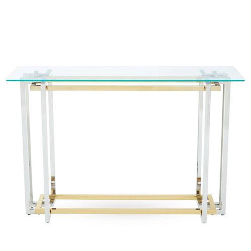 Elino Glass Console Table with Chrome Base