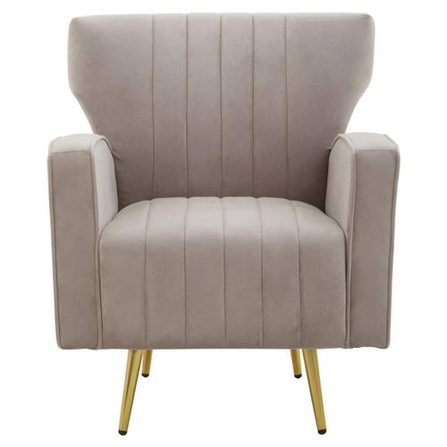 Hayley Mink Velvet Armchair with Gold Metal Legs