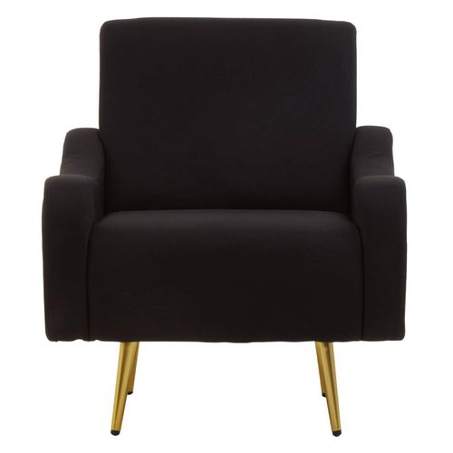 Holli Black Fabric Armchair with Gold Metal Legs