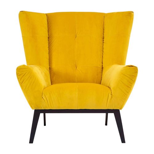 Maiko Yellow Fabric Armchair with Black Metal Legs