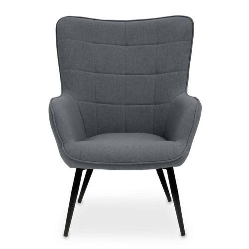 Stockholm Grey Fabric Armchair with Black Metal Legs