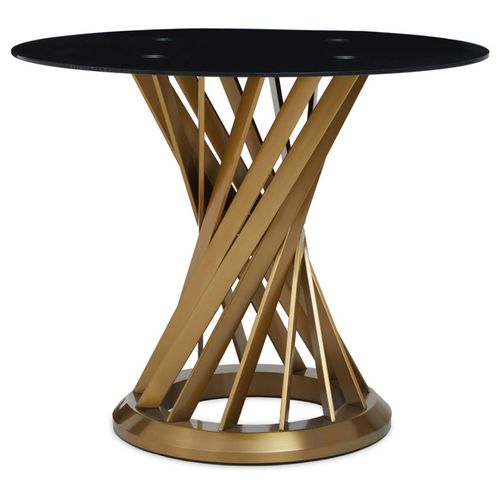 Anzio Black Glass 2 Seater Round Dining Table with Gold Base