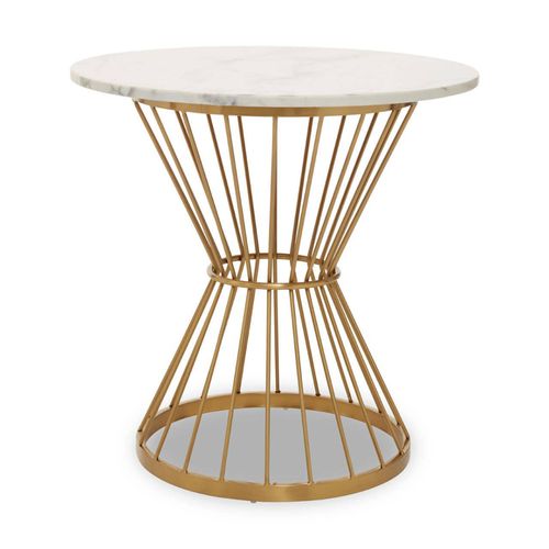 Anzio White Marble 2 Seater Round Dining Table with Gold Hourglass Base
