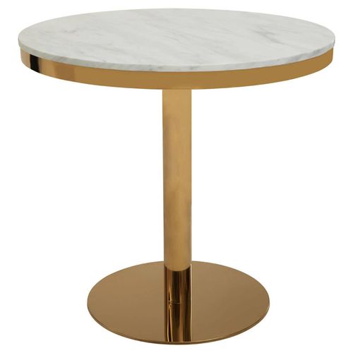 Azalea White Marble 2 Seater Round Dining Table with Gold Base