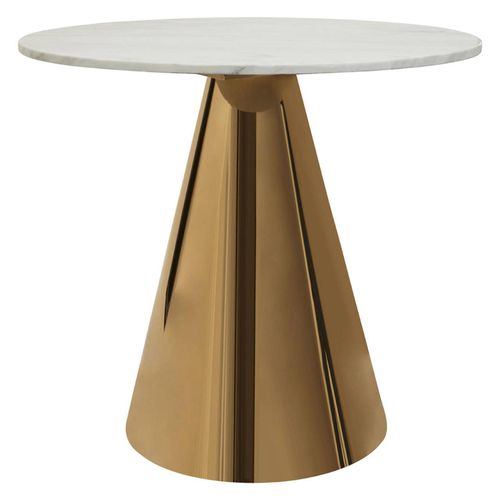 Azalea White Marble 2 Seater Round Dining Table with Gold Cone Base