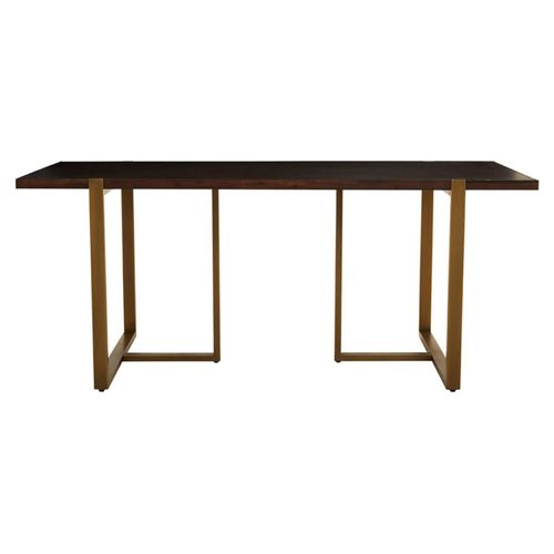 Brando Acacia Wood 6 Seater Dining Table with Antique Brass Chevron Base