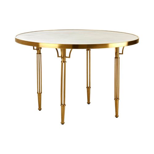 Modica White Concrete 4 Seater Dining Table with Gold Base