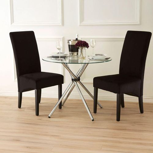 Afton Clear Glass 2 Seater Round Dining Table - 90cm 