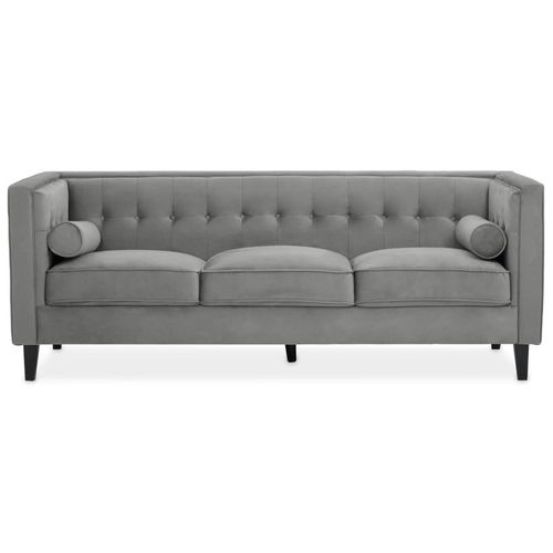 Helia Grey Velvet Fabric 3 Seater Sofa