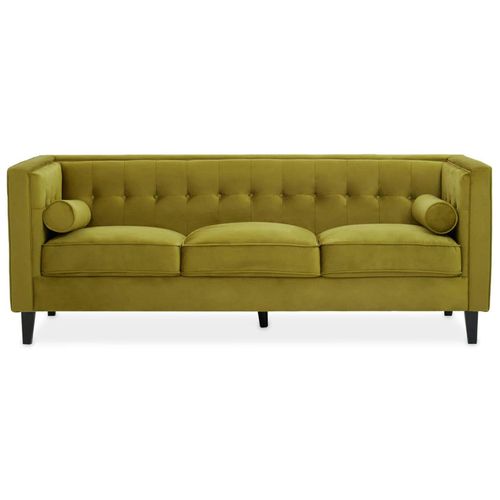 Helia Olive Velvet Fabric 3 Seater Sofa