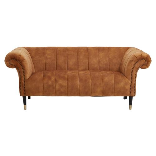 Siena Brown Velvet Fabric 2 Seater Chesterfield Sofa