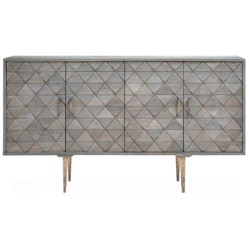 Siro Mango Wood Geometric Medium Sideboard 4 Door