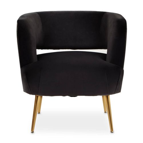 Larissa Black Velvet Fabric Accent Chair with Gold Metal Legs