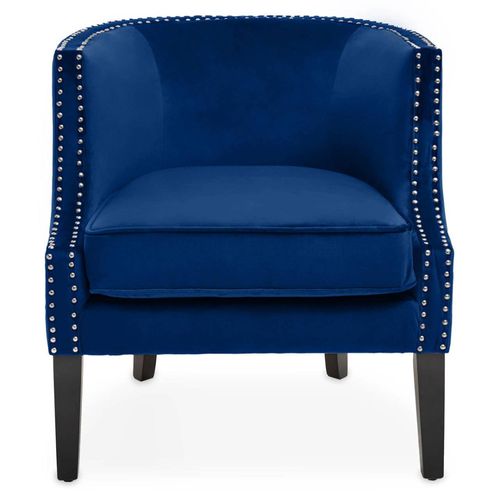 Larissa Blue Velvet Fabric Studded Accent Chair
