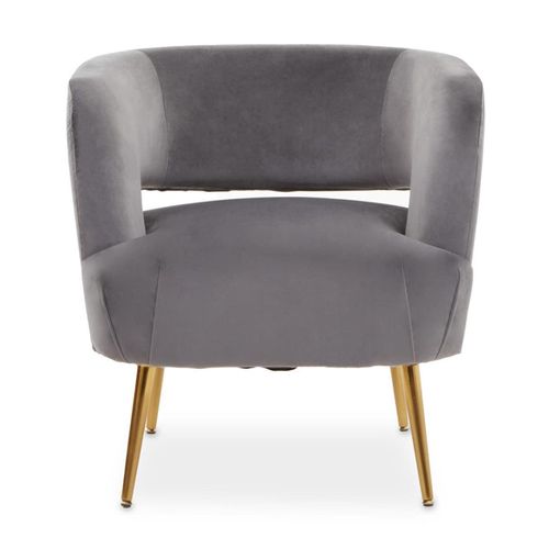 Larissa Grey Velvet Fabric Accent Chair with Metal Legs