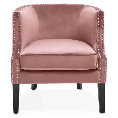 Larissa Pink Velvet Fabric Studded Accent Chair