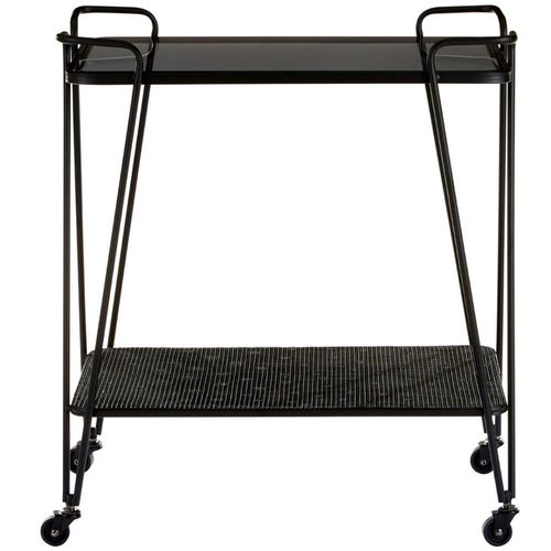 Trento Glass Cart Table with Black Metal Base