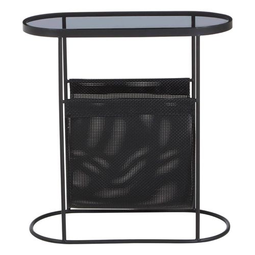 Trento Glass Mesh Side Table with Black Metal Base