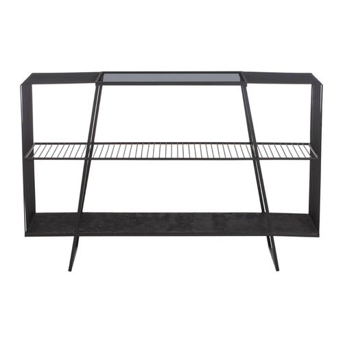 Trento Glass Wired Console Table with Black Metal Base