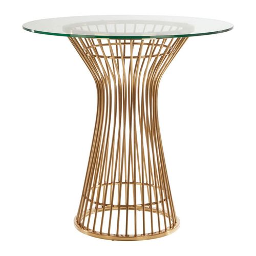 Vogue Glass 2 Seater Round Dining Table with Gold Base