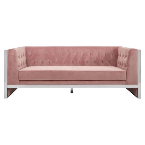 Vogue Pink Velvet Fabric 3 Seater Sofa