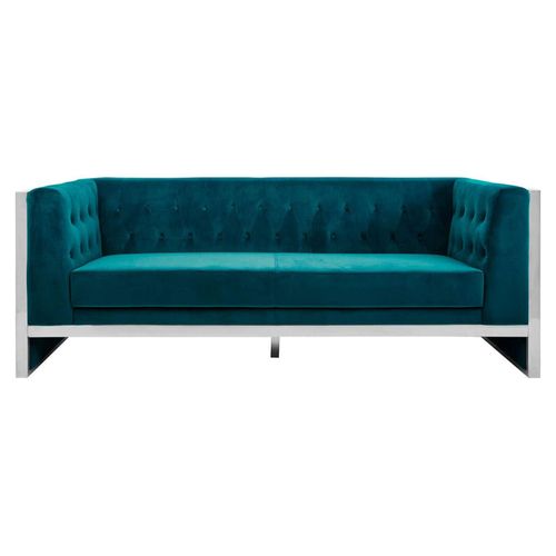 Vogue Teal Velvet Fabric 3 Seater Sofa