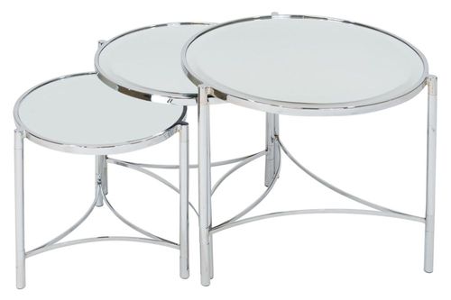 Mindy Brownes Brookville Silver Mirrored Nest of 3 Tables
