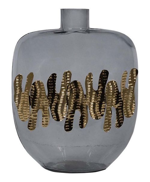 Mindy Brownes Taylor Smoked Glass Grey and Gold Small Bottle