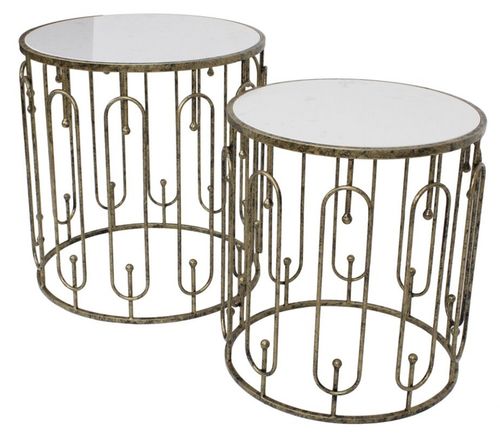 Mindy Brownes Estela Antique Gold Marble Side Table (Set of 2)