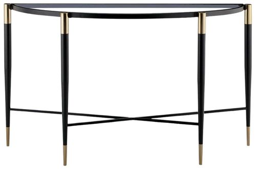 Mindy Brownes Harlinne Clear Glass and Black Half Moon Console Table