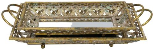 Mindy Brownes Claro Gold Pewter 2 Metal Trays (Set of 4)