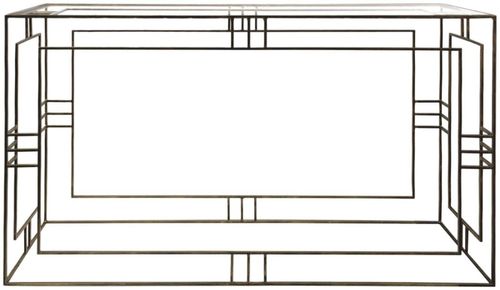 Mindy Brownes Laurant Antique Gold Glass Console Table