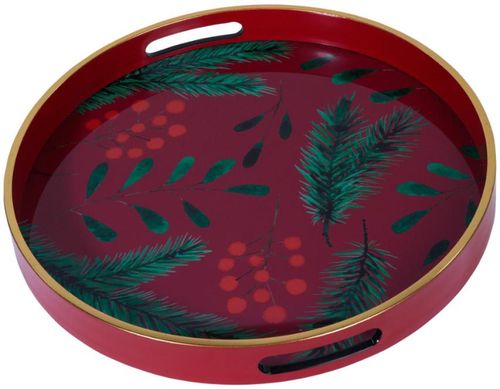 Mindy Brownes Red, Green and Golden Glass Red Berry Tray (Set of 2)