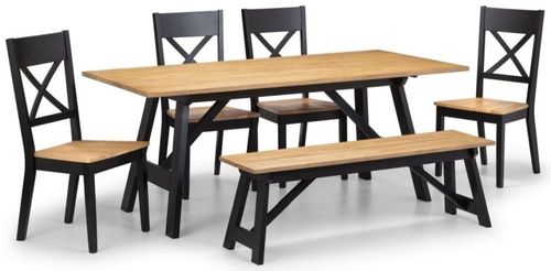 Hockley Oak 6 Seater Dining Set with 4 Chairs and Bench