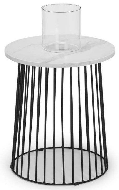 Broadway White Marble Effect Round Lamp Table