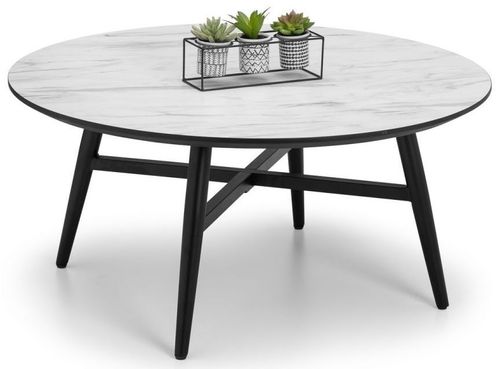 Firenze White Marble Effect 90cm Round Coffee Table