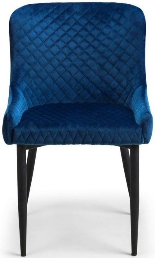 2 x Luxe Blue Fabric Dining Chair
