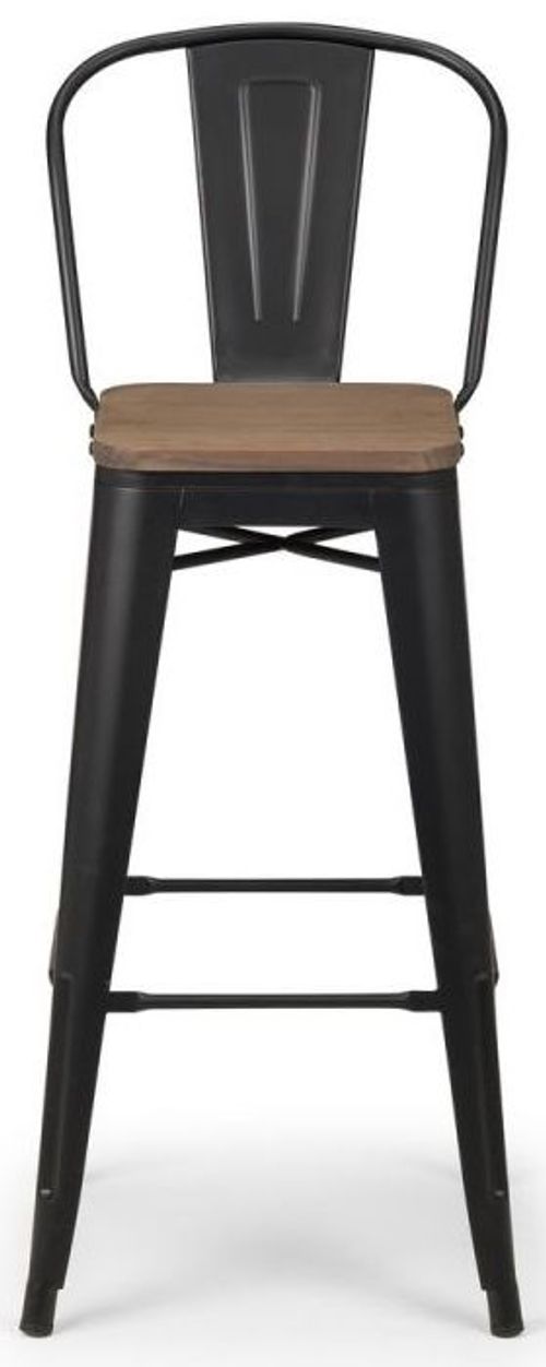 2 x Grafton Elm Wood Industrial Barstool with Back